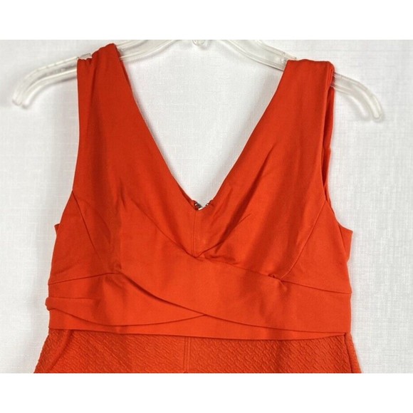 Anthropologie HD In Perris Midi Dress Stretch Size 6 Sleeveless V Neck Orange - Picture 3 of 10